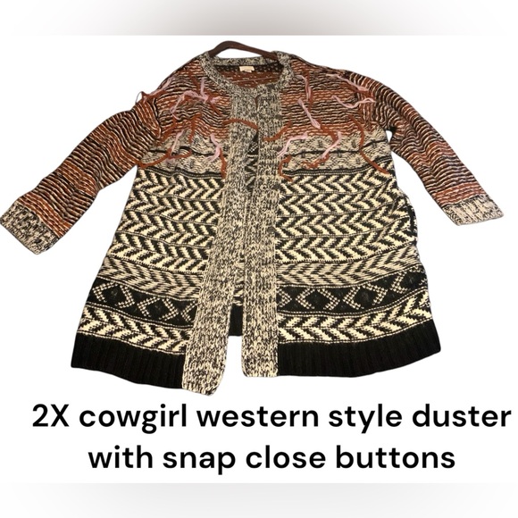 Caslon Sweaters - NWOT 2X plus size cowgirl western style duster neutral colors, wool blend warm